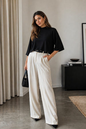 Blusa Gola Alta com Manga Kimono