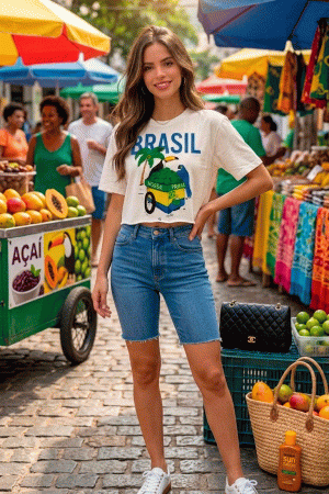 Cropped T-Shirt Brasil "Nossa Praia"